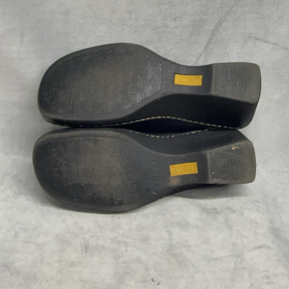 Born Shoes Womens Size 10 42 Black Leather Wedge Mules Slip On Comfort Casual - Picture 10 of 12